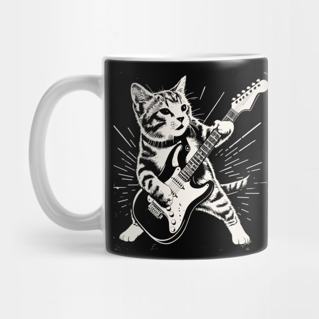 Funny Cat Playing on electric guitar guitariste by rhazi mode plagget